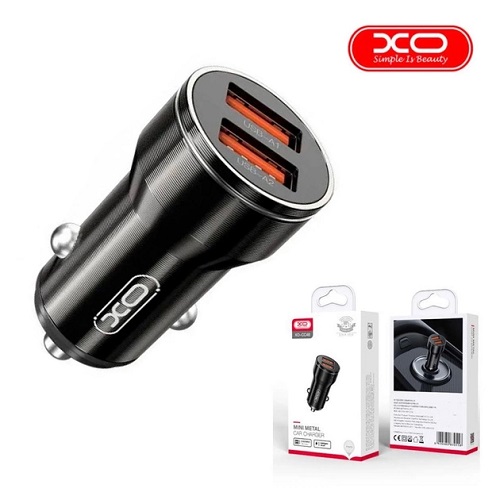 XO Auto punjač metalni CC48 2.4A 2*USB crni