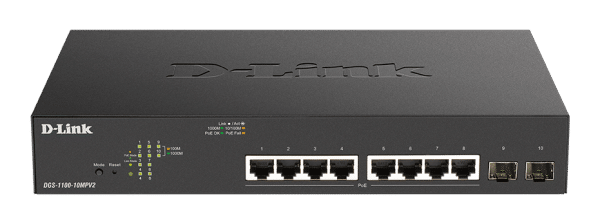 LAN Switch D-Link DGS-1100-10MPV2/E 10/100/1000Mbps 8port/2SFP Smart