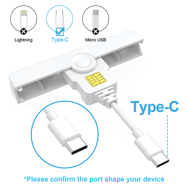 Čitač smart kartice Tip C USB Kettz CR-K500C