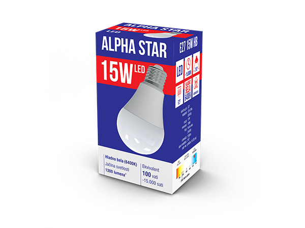 Alpha Star E27 15W HB LED Sijalica 6400K,220V,1300Lm,Hladno bela