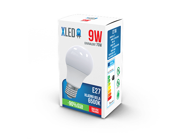 XLED E27 9W HB LED Sijalica 6500K,800Lm,220V,Hladno Bela