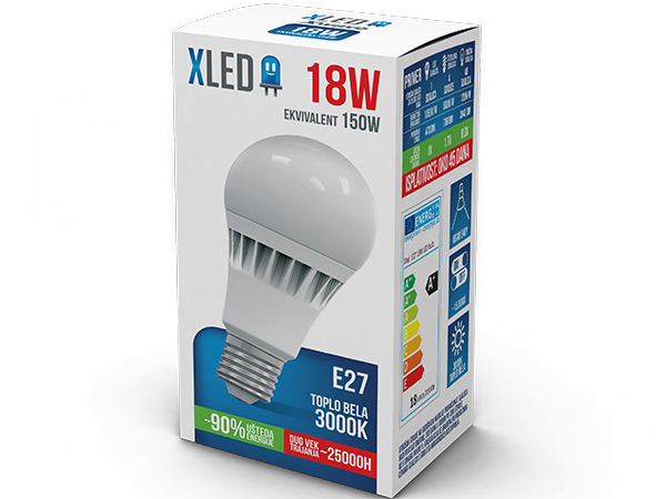 XLED E27 18W LED sijalica 3000K/Toplo Bela/220V/1890Lm