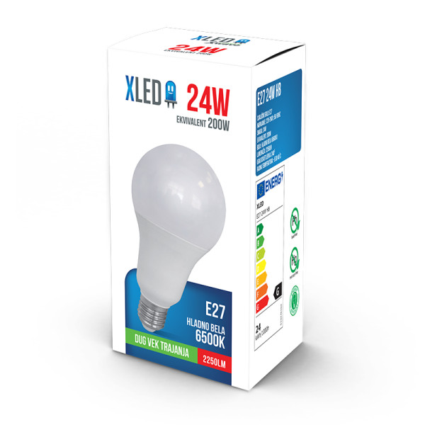 XLED E27 24W HB LED Sijalica 6500K,220V,2250Lm,Hladno Bela