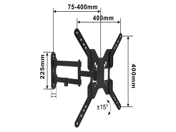 Alpha 17-55 LONG ARM Nosač za TV/nagib-15 do+15/rotac.180/VESA 400X400/30kg/75-400mm