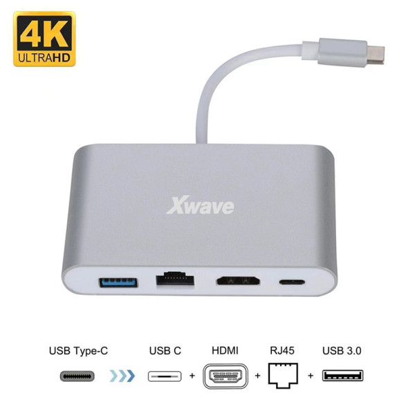 Xwave Adapter USB3.1 Tip-C M na HDMI,USB3.0,RJ45 F