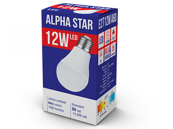 Alpha Star E27 12W NB LED Sijalica 4000K/1050Lm/220V,Bela