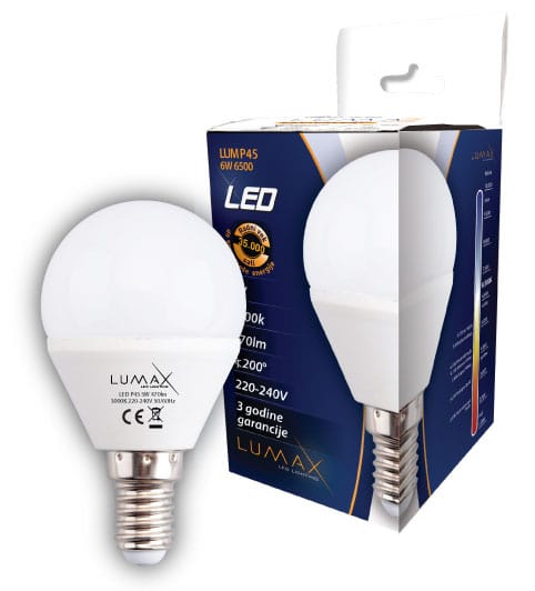 Led sijalica Lumax LUMP45-6W 6500K E14