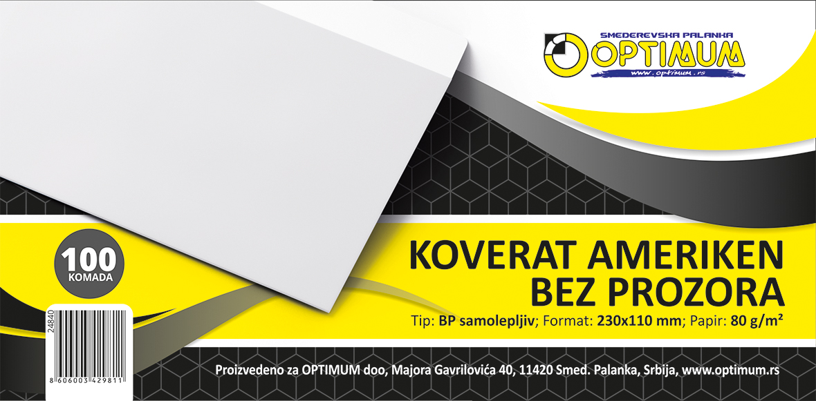 KOVERAT AMERIKEN BEZ PROZORA BP 1/100 SAMOLEPIV *SR