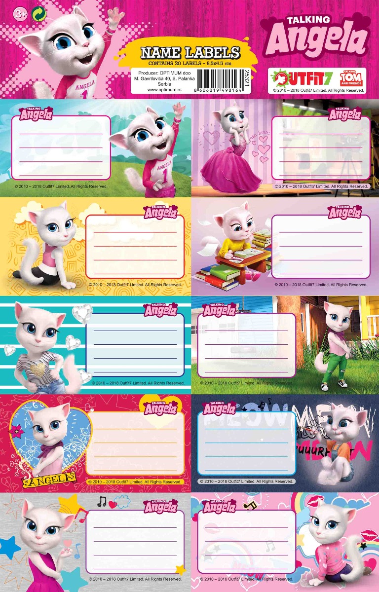 NALEPNICE ZA SVESKE TALKING ANGELA 1/20 25321