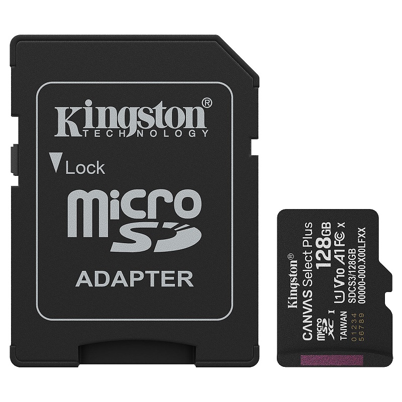Kingston MicroSD Card 128GB SDCS3/128GB + SD Adapter