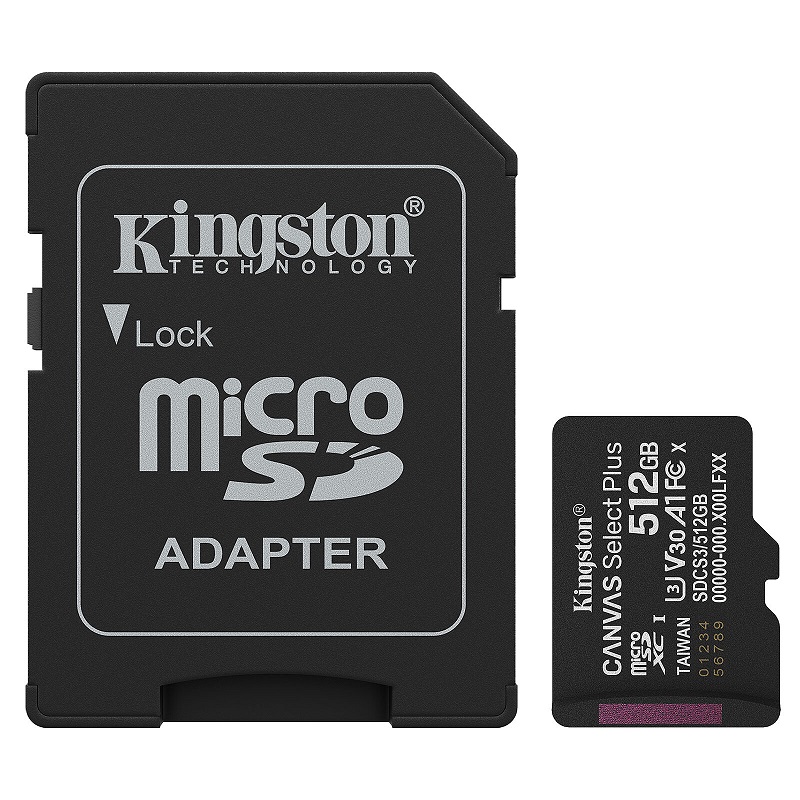 Kingston MicroSD Card 512GB SDCS3/512GB + SD Adapter
