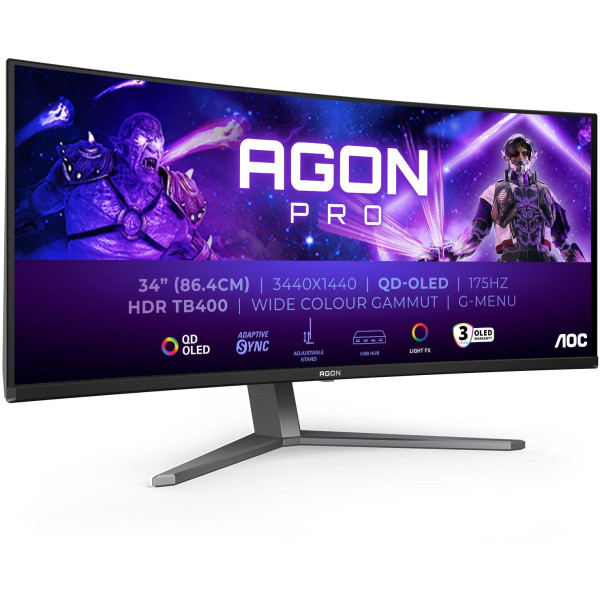 Monitor 34&quot; AOC AGON PRO AG346UCD OLED 3440x1440/175Hz/0.03ms/2xHDMI/DP/zvučnici