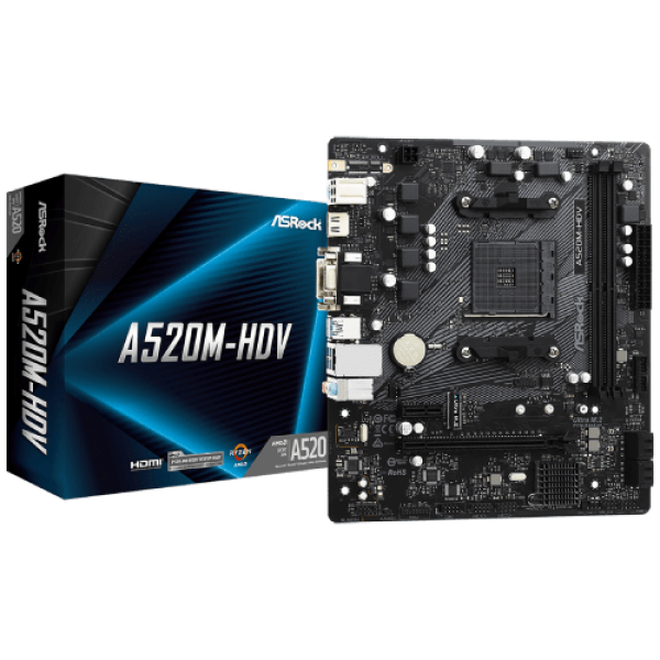 ASRock AM4 A520M-HDV 90-MXBE50-A0UAYZ