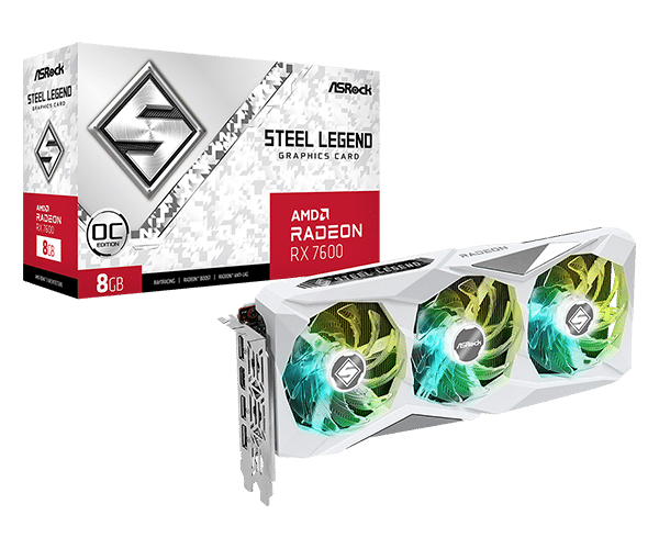 SVGA Asrock Radeon RX 7600 Steel Legend 8G GDDR6 OC, RX7600 SL 8GO