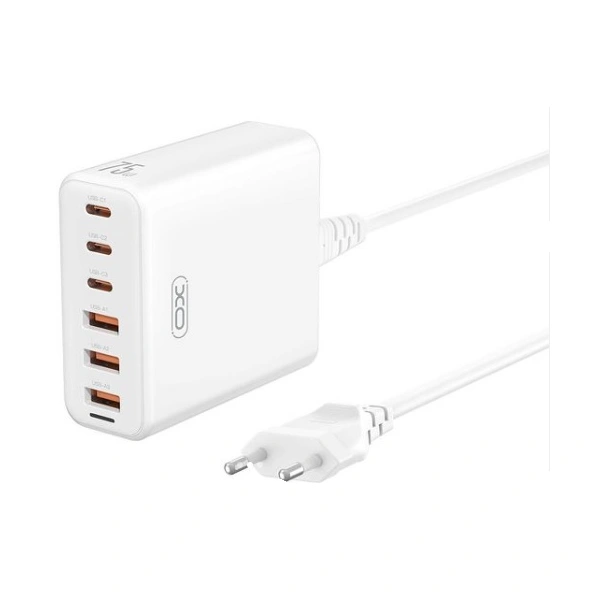 XO Brzi punjač GaN 75W 3USB+3TIP-C L133