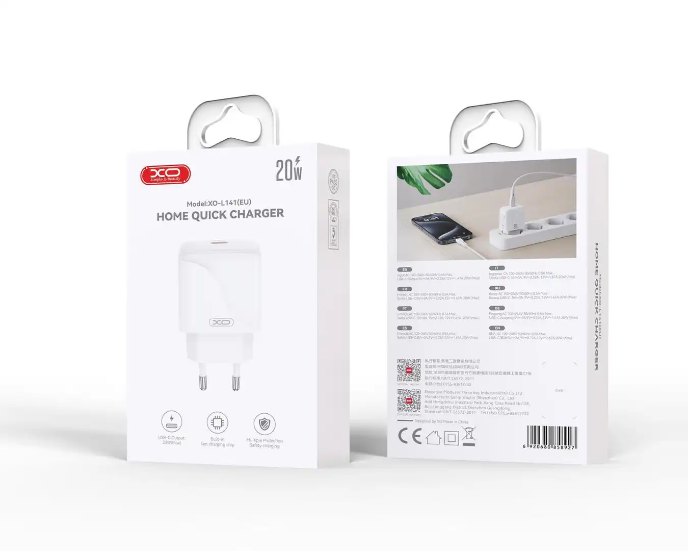 XO Ku&#x107;ni punja&#x10D; L141 Beli USB-C 20W