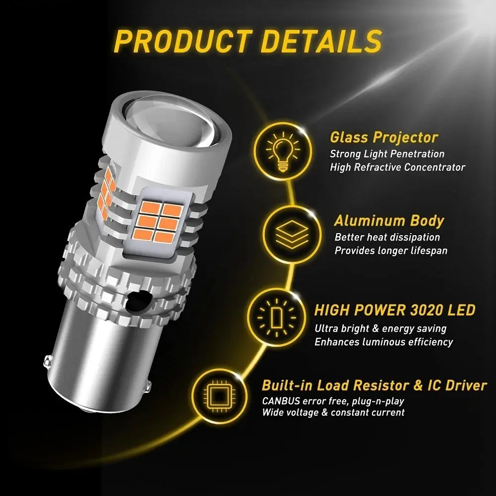 AUXITO LED sijalice BA15S &#x17E;ute (amber) set od 2 komada BA15S-5KG26-Y2