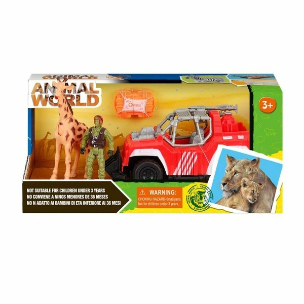 Set auta za safari sa figurom čoveka i zirafom