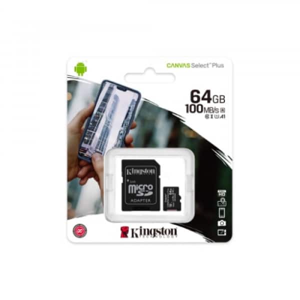 Micro SD Kingston 64GB Canvas Select Plus SDCS2/64GB +adapter Class10