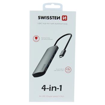 TIP C HUB  4 in 1 aluminijum sivi, SWISSTEN