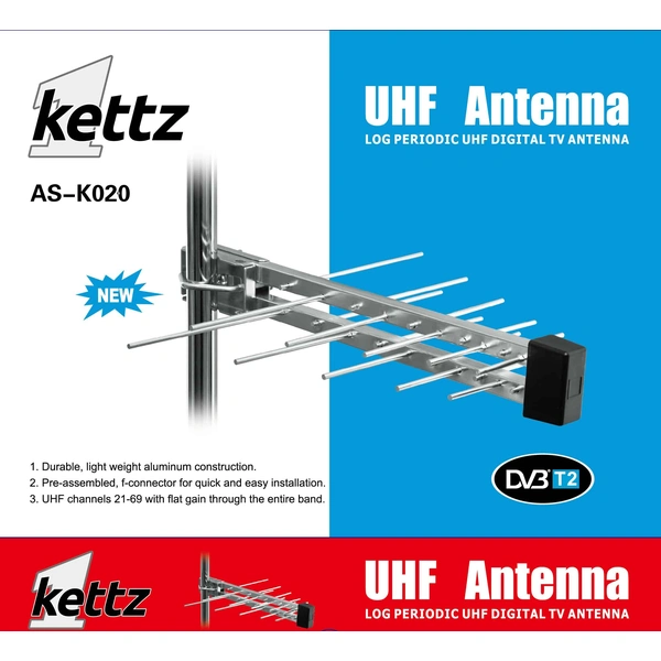 Antena TV/FM/T2 RF konektor Kettz AS-K020