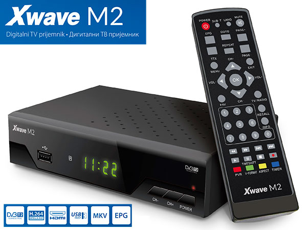 Xwave M2 DVB-T2 Set Top Box,LED,scart,HDMI,RF in-out,USB,media player,metalno kućište