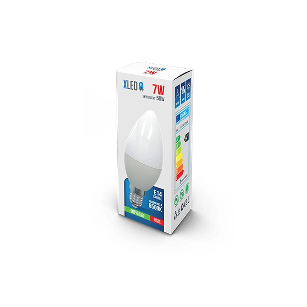XLED E14 7W HB LED Sijalica 6500K,560Lm,220V,sveća-minjon