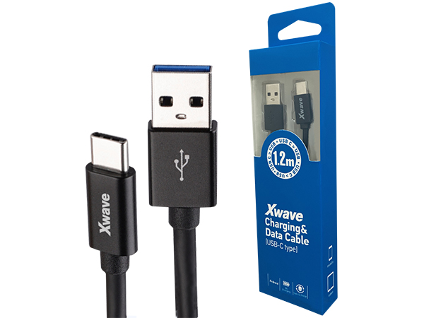Xwave Kabl USB Tip C  muški na Tip A   muški  1.2M   3A, PVC crni pvc