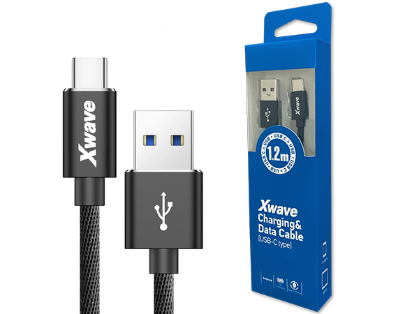 Xwave Kabl USB Tip C  muški na Tip A   muški  1.2M   3A, PVC crni pleteni