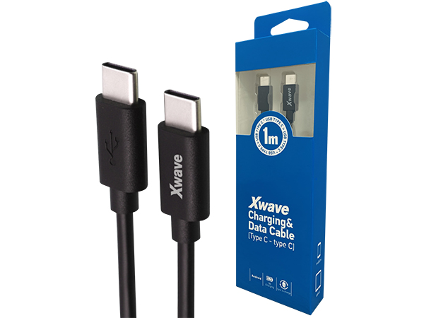 Xwave Kabl Tip-C muški na Tip-C muški 1M 3A 5Gbps,blister,PVC crni
