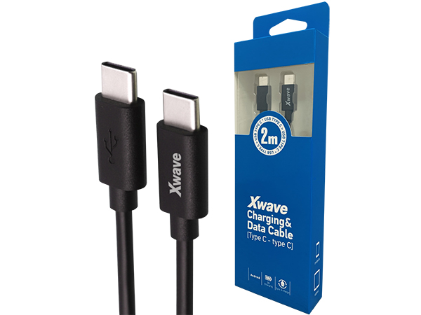Xwave Kabl Tip-C muški na Tip-C muški 2M 3A 5Gbps,blister,PVC crni