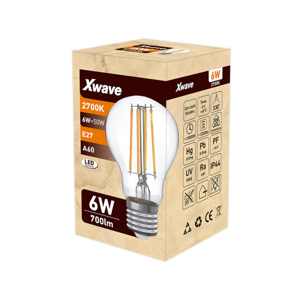 Xwave E27 6W SL-F-A6-2700K Filament Sijalica 2700K