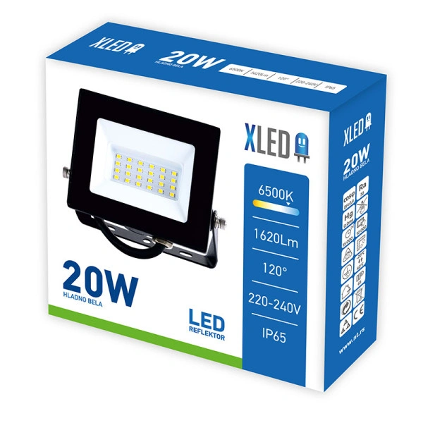 XLED 20W LED reflektor 6500K,1620 Lm,IP65,AC220-240V,crni, M.No.12002424-b