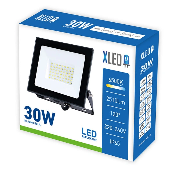 XLED 30W LED reflektor 6500K,2510Lm,IP65,AC220-240V,crni M.No.12002425-b