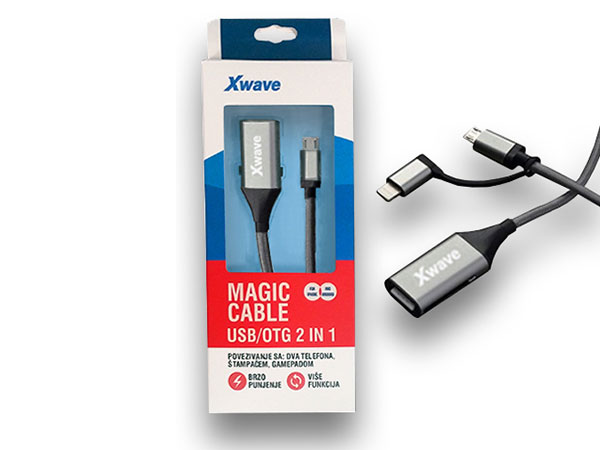 Xwave Kabl USB/OTG Magic USB 2.0 na Micro ,lightning 1m