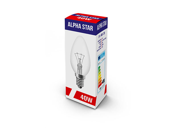 Alpha Star E14  40W Bistra sijalica sa užarenim vlaknom,C35,CL