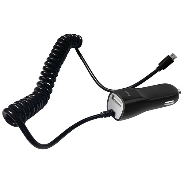 Xwave C21 USB auto punjač/Dual 1xmicroUSB+USB port/5V/1A sa kablom/Crna