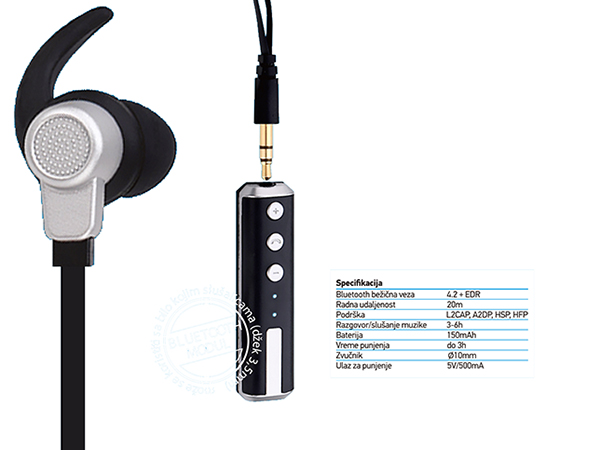 Xwave MX150 black-silver Bluetooth slušalice stereo sa mikrofonom i bazom