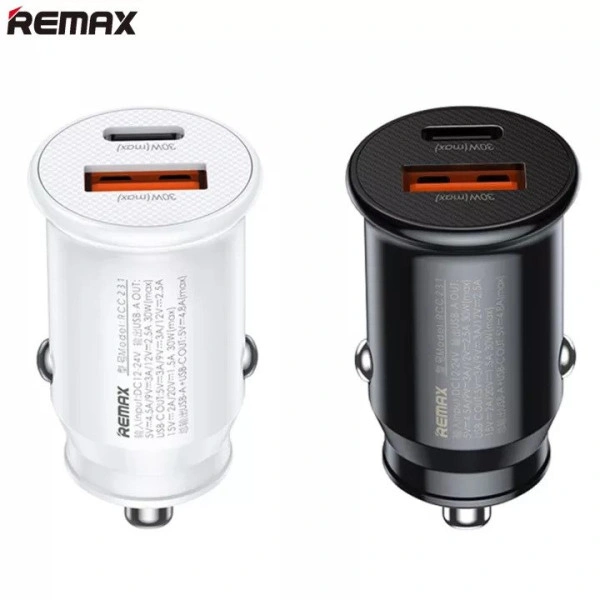 Auto punjac 1xUSB+1xTIP C  30W  RCC231, crni  REMAX
