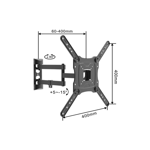 TV nosač ZGLOBNI 17&quot;- 55&quot;do 30kg Vesa 400*400