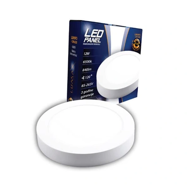 Led panel Lumax LUMNPO-12W-3000K nadgradna krug