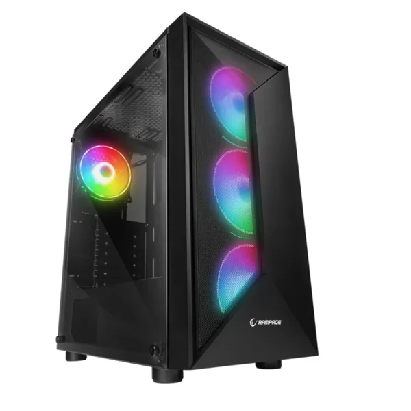 Kuciste Rampage TRIANGLE 4*12cm AutoRGB/Glass/Mid-Tower