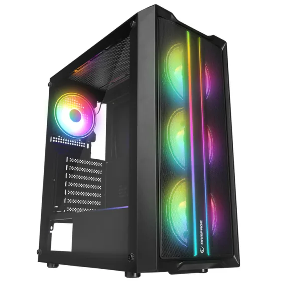 Kuciste Rampage SLIDER Mesh LED Strip Tempered Glass Black 4*12cm