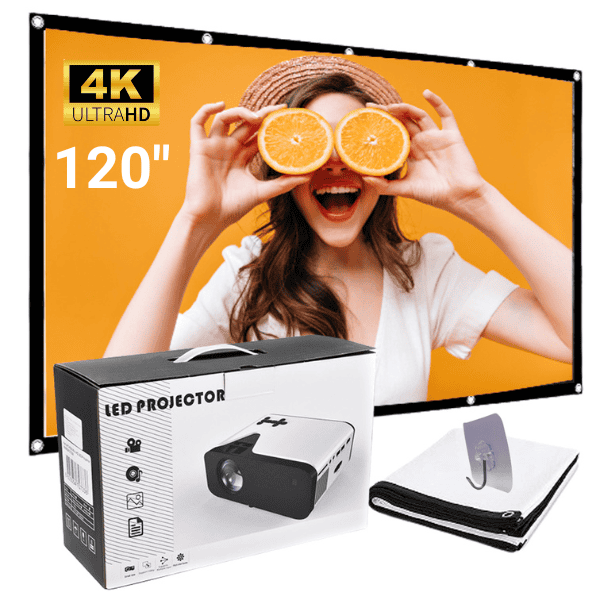 Platno 120&quot; i Projektor Kettz KT-P200 Mini HD LED