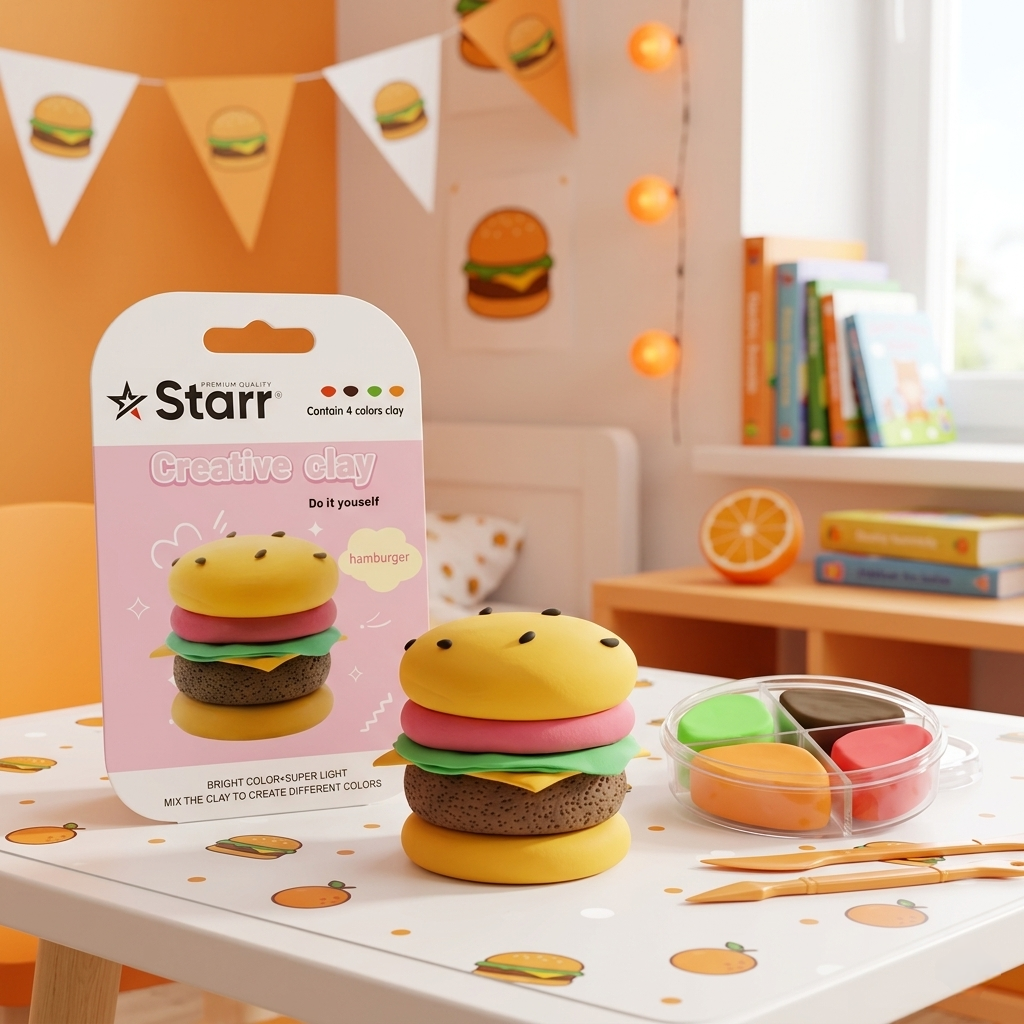 PLASTELIN CLAY SET 4 boje BURGER 12/1 ctn 144 *AK