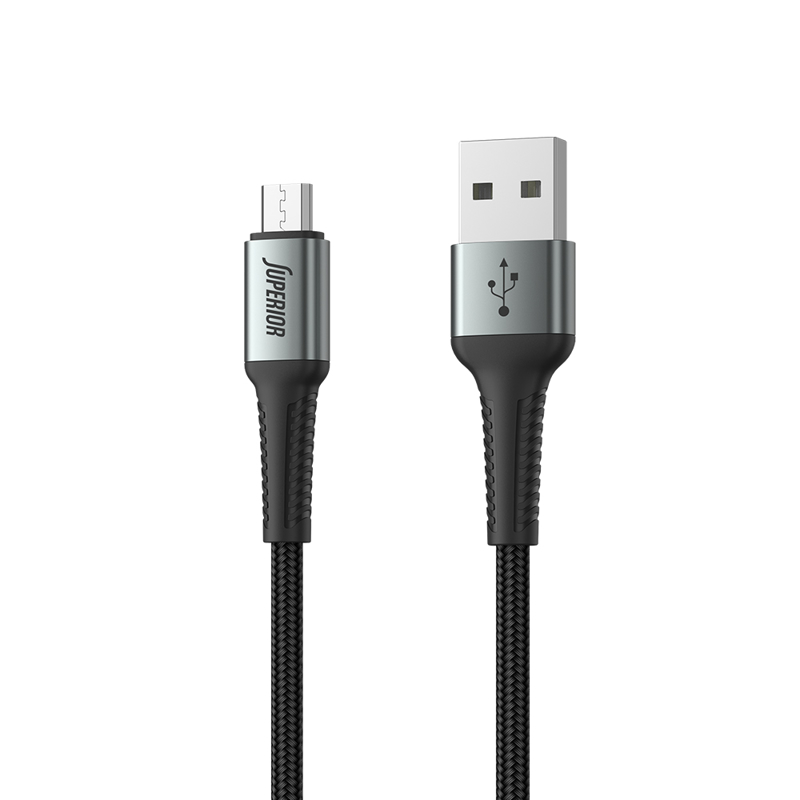 KABL USB SUPERIOR SU-K104 PLATNENI 12W 2.4A SA USB-A NA USB-MICRO 1M CRNI *SR NOVO+