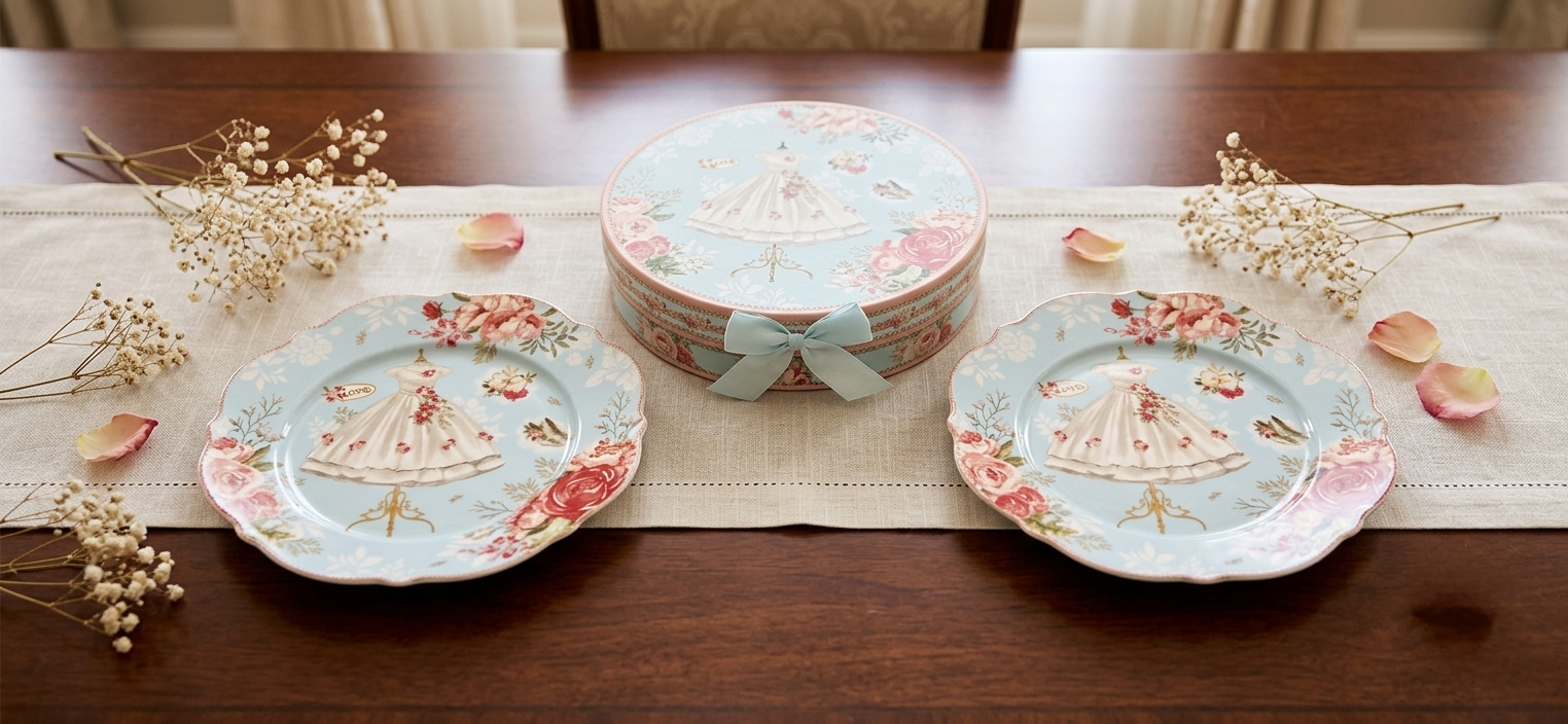 TANJIR DEZERTNI SET 2/1 OP25449 PASTEL PLAVI LOVE 19 CM WY