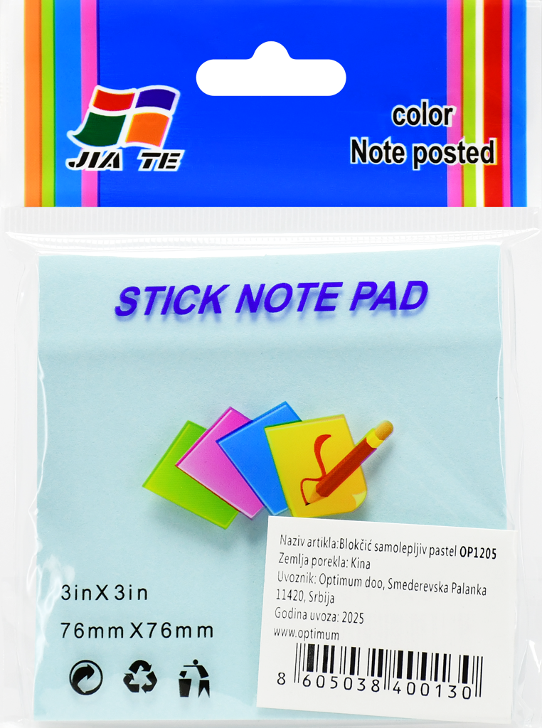 BLOKČIĆ SAMOLEPIV 76X76 PASTEL PLAVI 1/12 OP1205 WY *AK