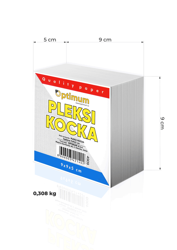 PLEKSI KOCKA 9X9 BELA 4909 LEPLJENA