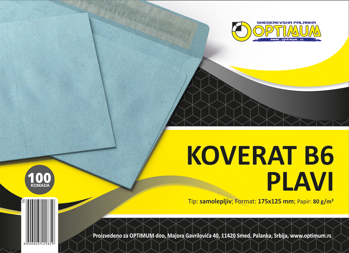 KOVERAT B6 PLAVI 1/100 SAMOLEPIV *SR